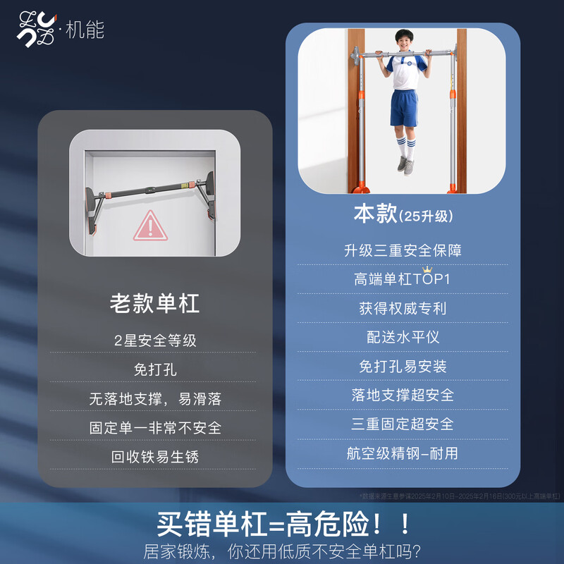 JNBSR horizontal bar pull-up device indoor home floor-standing children's ring trainer student high school entrance examination special home door frame home punch-free horizontal bar adjustable 95-125CM