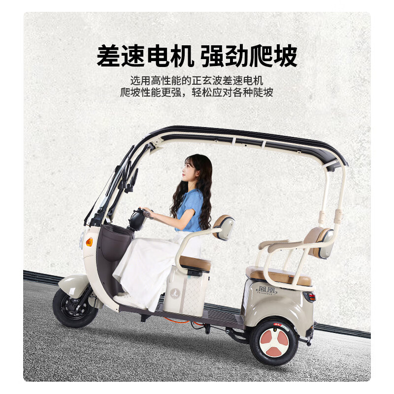 Phoenix Fengya electric tricycle household electric motorcycle adult electric car small tricycle electric car with shed Chaowei battery 600W+60V20A lead-acid + battery life about 45 kilometers