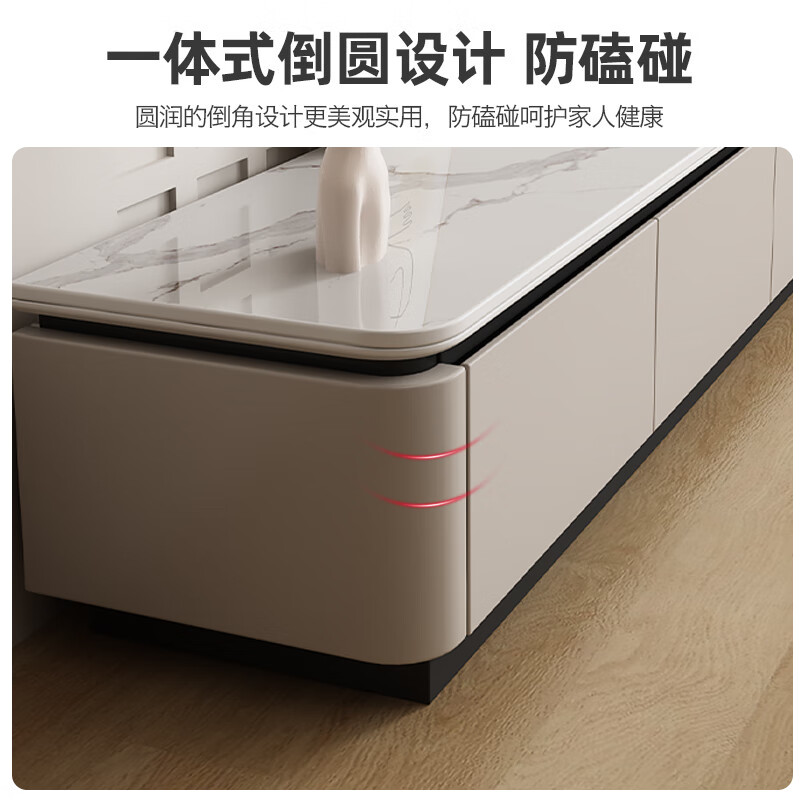 Termite solid wood TV cabinet living room light luxury and high-end 2025 new floor-standing all-in-one wall TV cabinet coffee table combination H style 2.2m TV cabinet