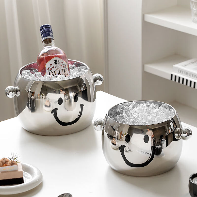 304 ice bucket stainless steel double-layer ice bucket bar KTV champagne bucket ice storage bucket beverage ice bucket 1.8L