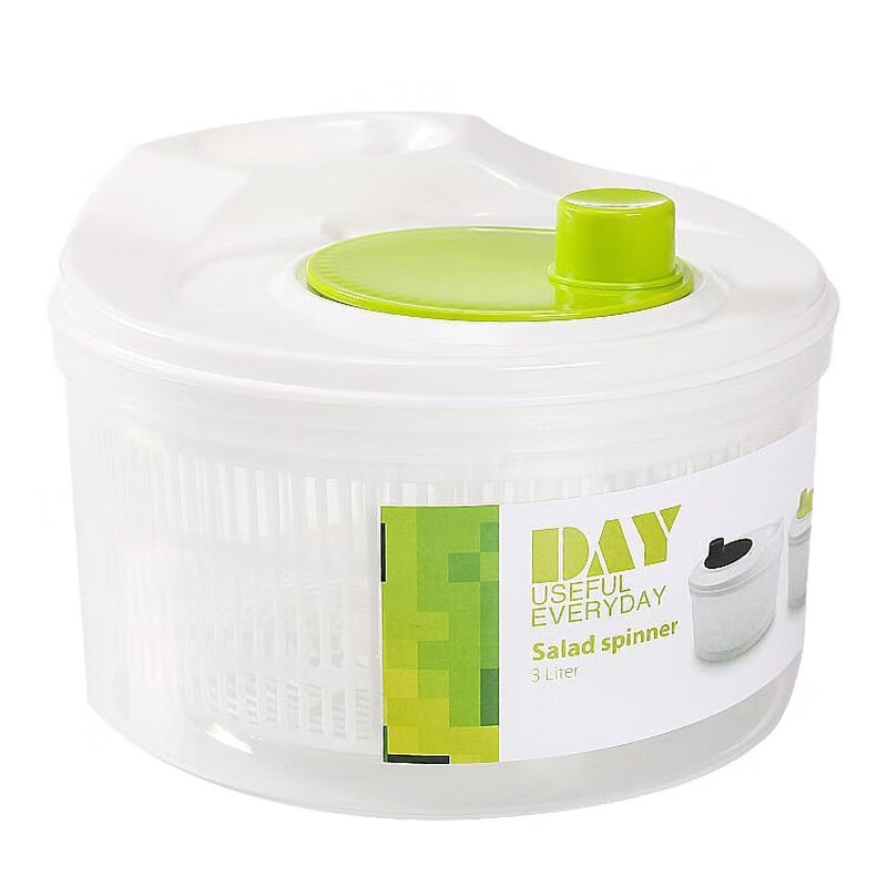 Vegetable salad dehydrator, simple fruit and vegetable cleaner, hand-cranked household vegetable spinner, fried skewers and oil spinner, basic model green 1 piece