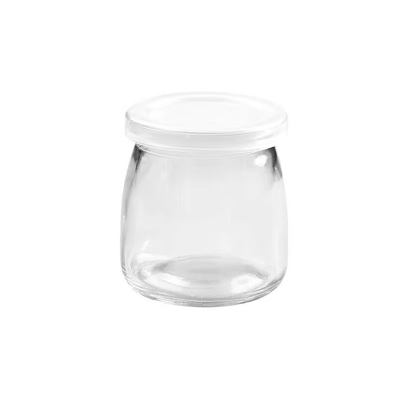 Glass pudding cup with lid, high temperature resistant food grade sealed jar, reusable storage box, storage jar, 200ml large mouth pudding, 6 pieces