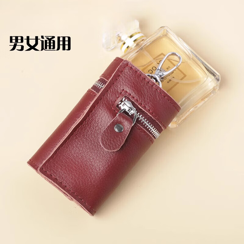 Kangaroo Luxury New Women's Genuine Leather Key Bag Unisex Household Compact Hand-held Waist Bag Multifunctional Large Capacity Cow Upgraded Version Black