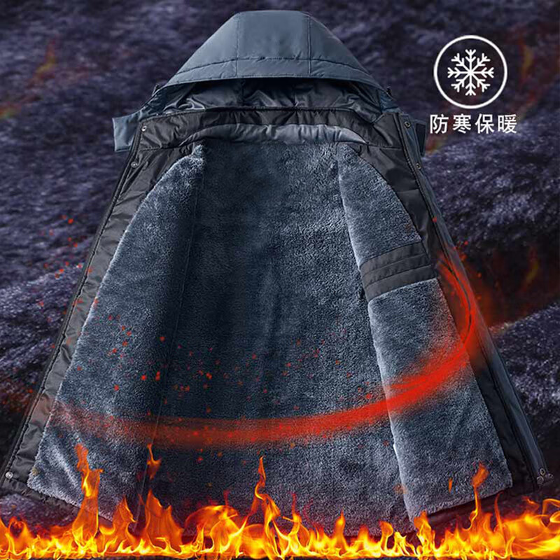 W.xuan Jacket Men's Winter Outdoor Warm Waterproof Windproof Plus Velvet Thickened Cotton Jacket Cotton Clothes Work Clothes Jacket Men's