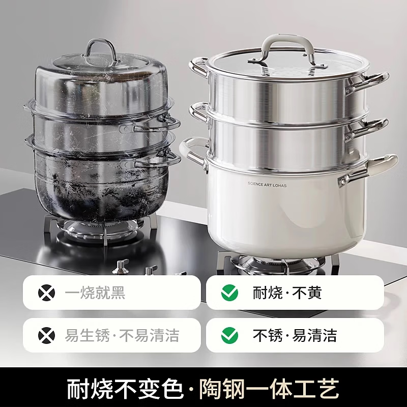 DUMIK ceramic 316 stainless steel food grade steamer household 2025 new gas stove induction cooker special stew
