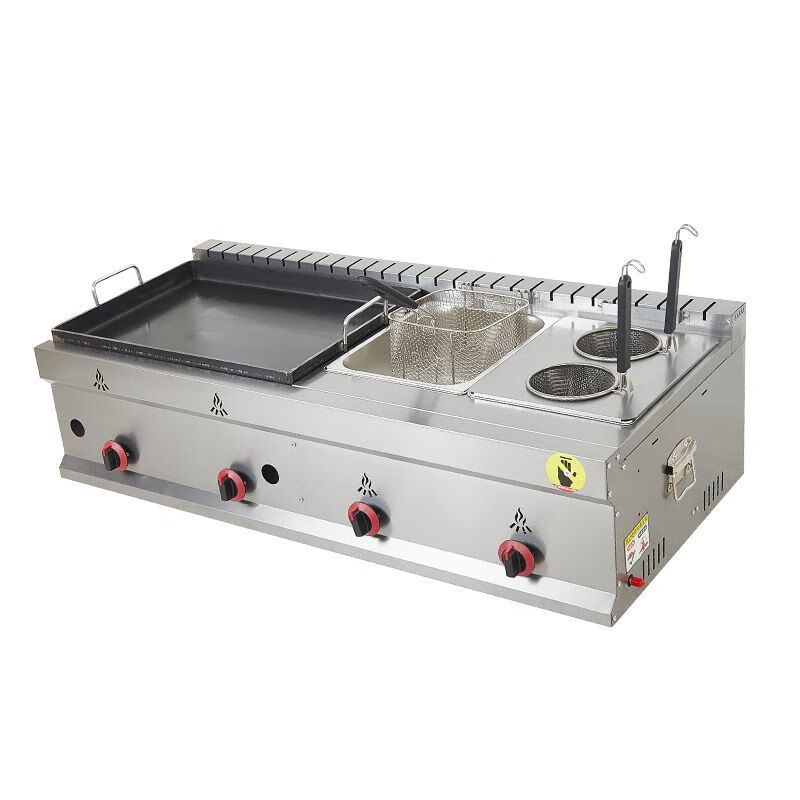 Tereside gas pot sticker machine commercial stall Teppanyaki hand cake pan-fried bun fried combination machine fried dumpling potato cake machine 55 pot sticker machine single pot + fried blue