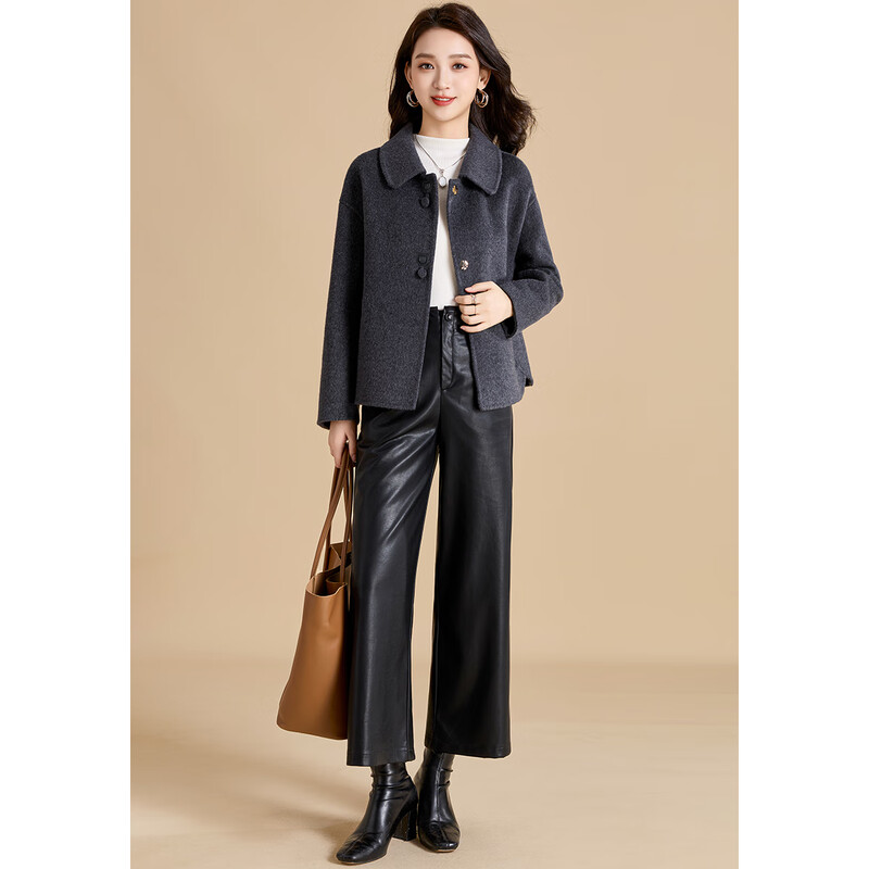 Kebel sheep wool double-sided woolen coat for women 2025 new autumn and winter temperament slim small fragrant style woolen coat L