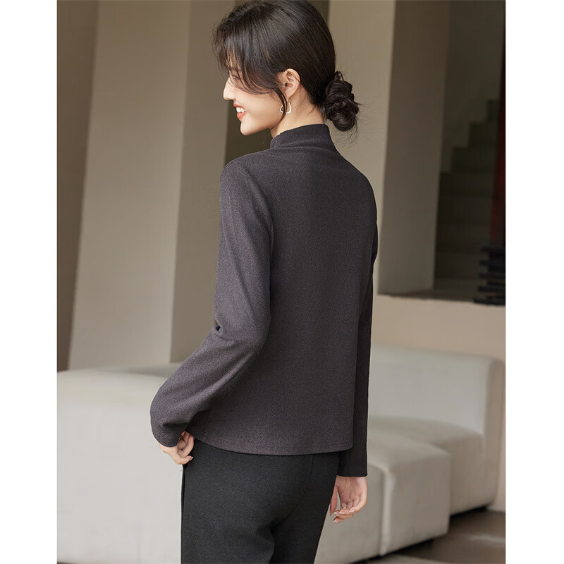 Shangjing micro-velvet warm inner top, autumn and winter fashionable and versatile half turtleneck women's bottoming shirt