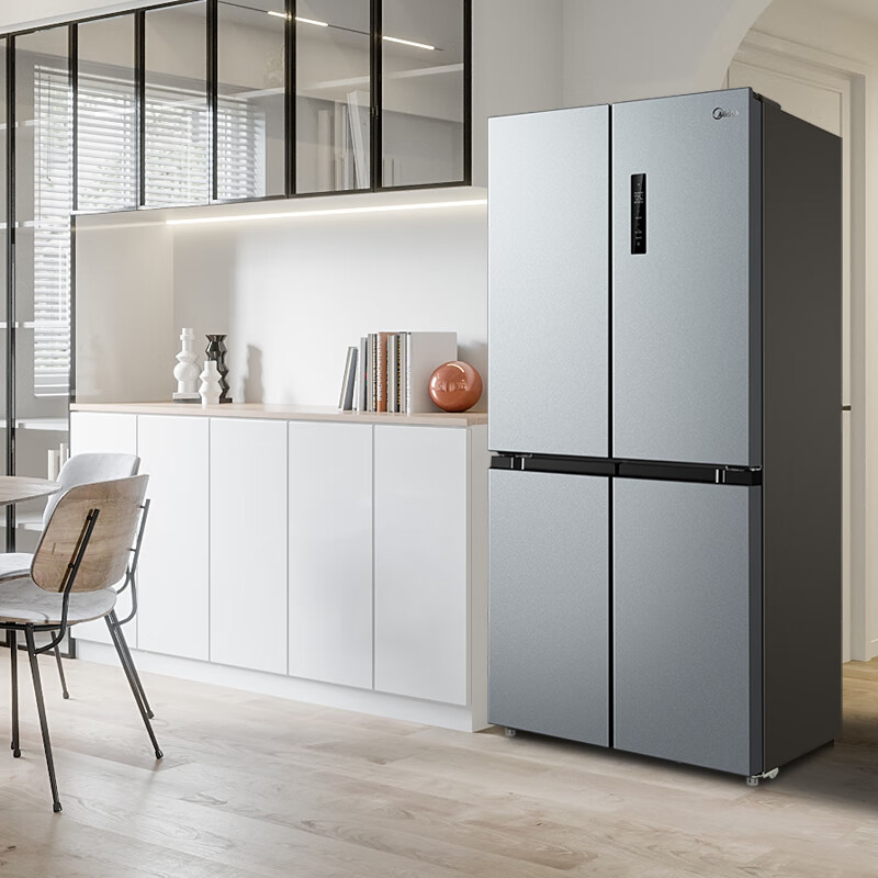 Midea 480-liter cross-door refrigerator, first-level energy-efficiency home smart variable frequency air-cooled, frost-free, large-capacity four-door energy-saving home appliance BCD-480WSPZM(E)