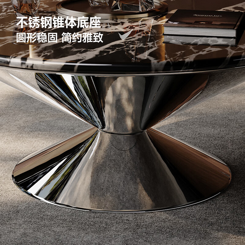 CHEERS super crystal marble coffee table round living room home small apartment high-end sense 2025 new CJ185 70CM