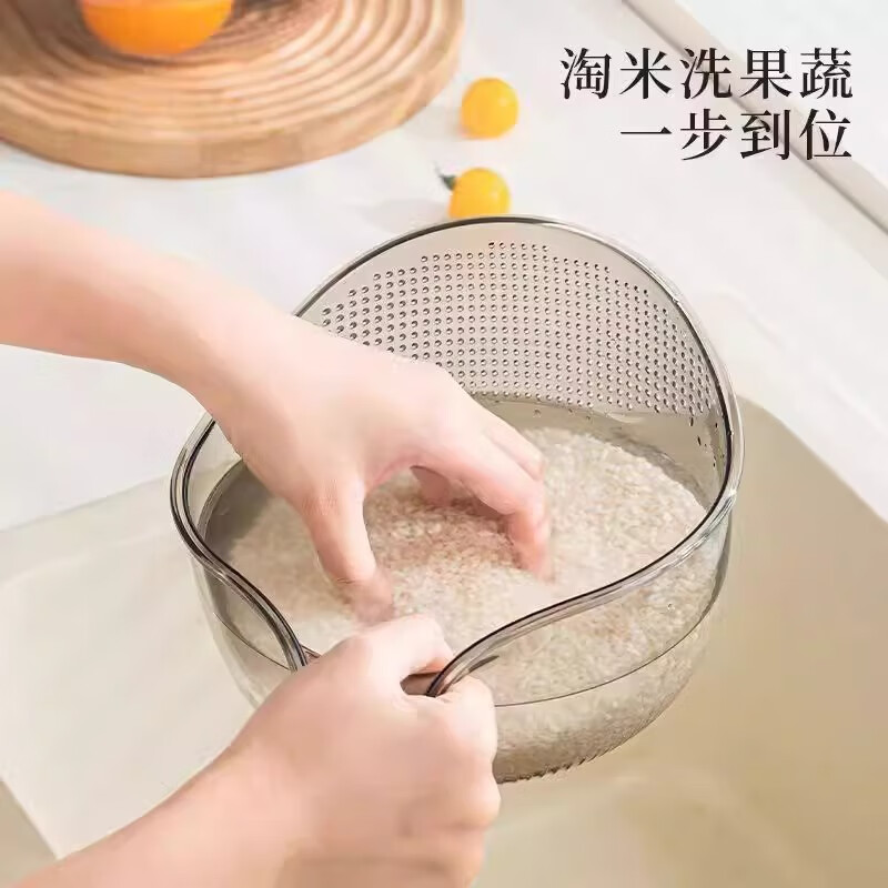 RSRDDY kitchen rice washing sieve, rice washing basin, drain basket, household multi-functional vegetable washing, fruit basin, rice washing artifact mesh sieve, thickened and encrypted 2 pieces, rice washing does not leak