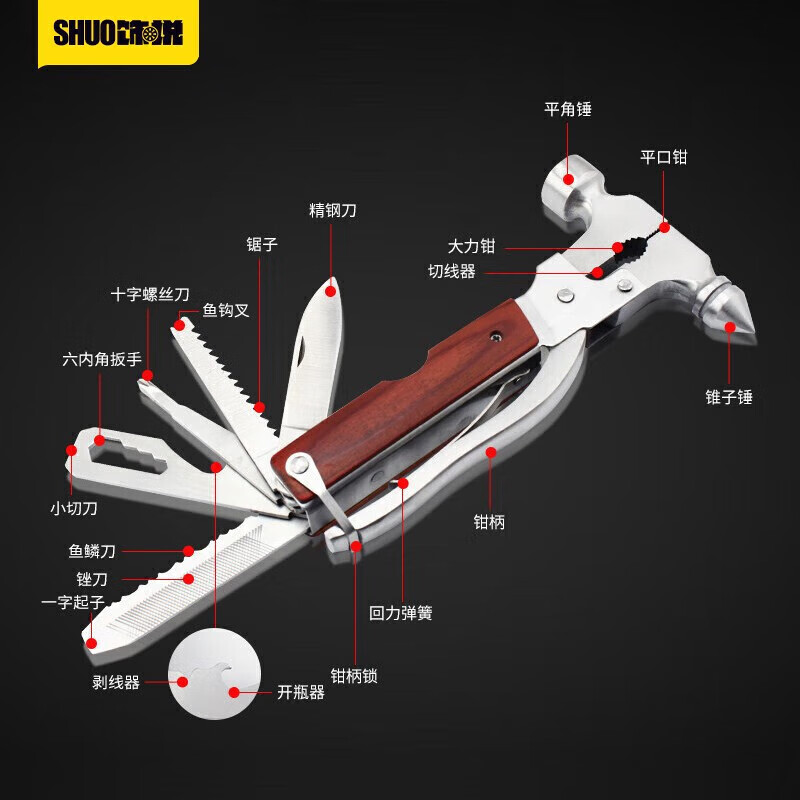 Safety hammer, car escape hammer, car multifunctional window-breaking life-saving hammer, car emergency rescue supplies, conical hammer