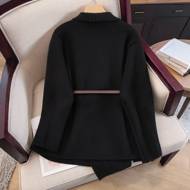 Sibaishe Solid Color Temperament Silhouette Jacket Women's 2025 Winter New Style Fashion Long Sleeve Lapel Elegant Top