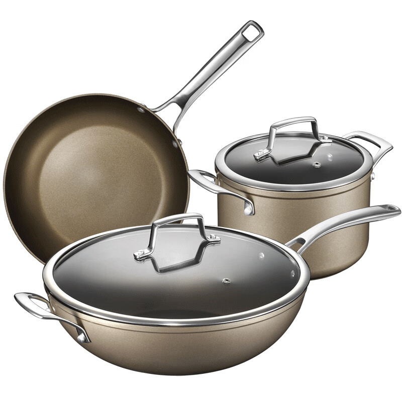 ASD (ASD) pot set non-stick frying pan less oil fume three-piece set magnetic flux pot/soup pot/frying pan non-stick three-piece set