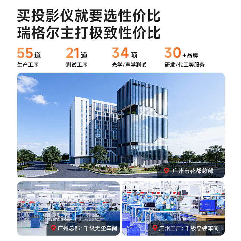 Rigal B2 projector home portable smart projector bedroom mobile phone projection (automatic keystone correction electric focus home theater TV)