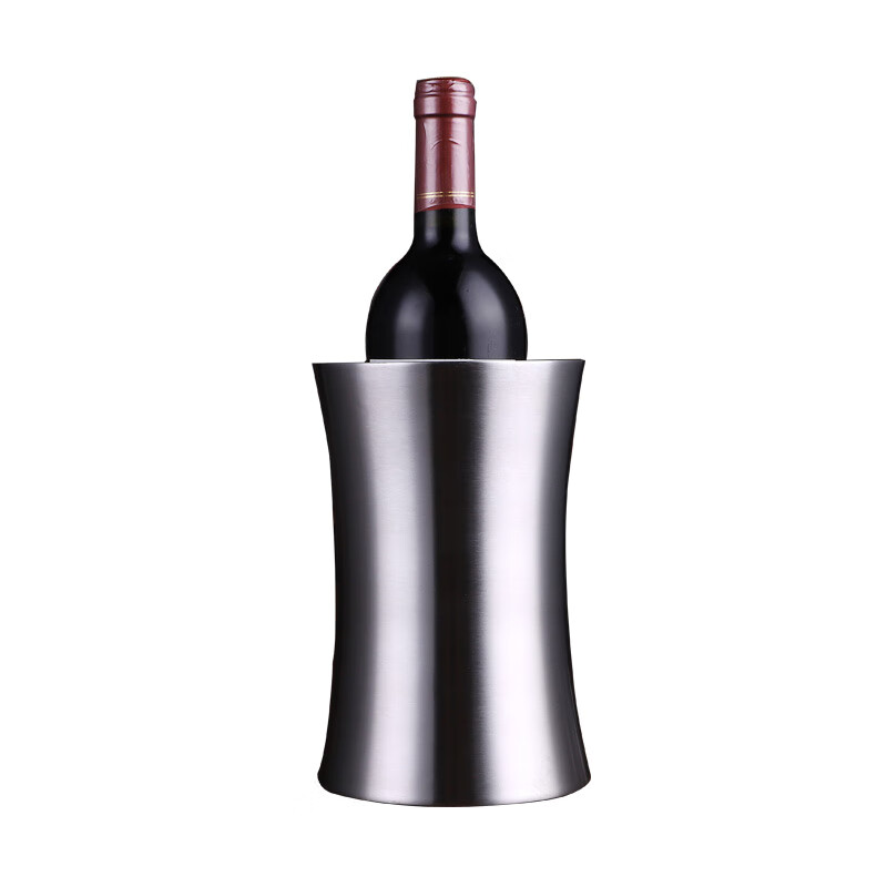 Fengxi thickened double-layer stainless steel ice bucket champagne bucket ice grain bucket red wine beer frozen bar hotel KTV insulation ice single-layer hammered silver