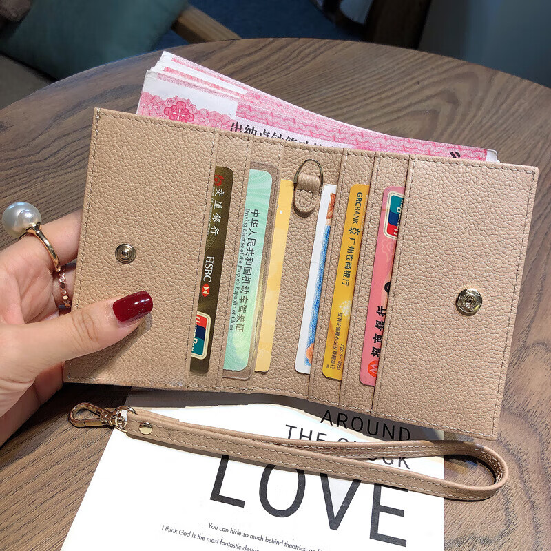 Kangaroo (KANGAROO) Short Wallet Women's 2025 New Thin Card Holder Simple Driver's License Position Wallet Folding Wallet Trendy Coffee