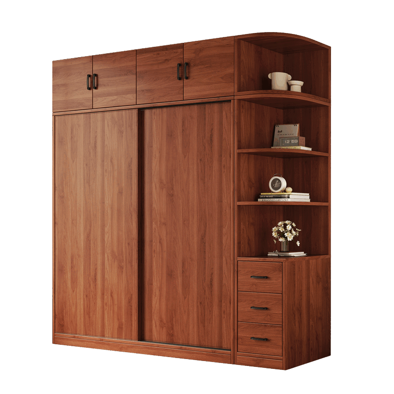 Santoba Wardrobe Home Bedroom Sliding Door Wardrobe Modern Simple Small Apartment Rental Storage Cabinet Children's Storage Cabinet 200*180*50 Three Door Main Cabinet + Side Cabinet 2 Doors Assembly