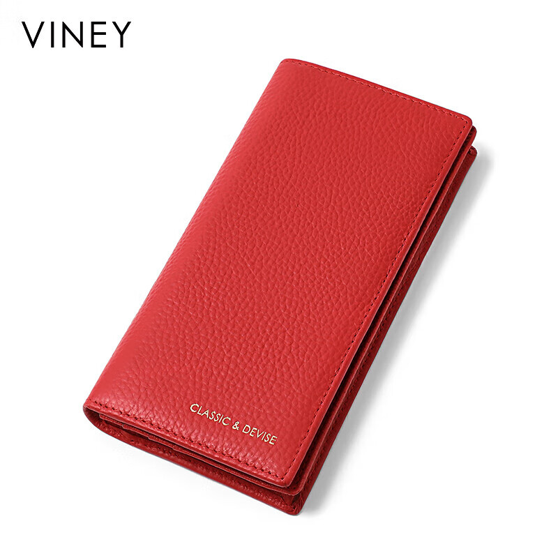Viney first-layer cowhide wallet women's long large-capacity mother's clutch bag simple light luxury student coin purse wallet wallet