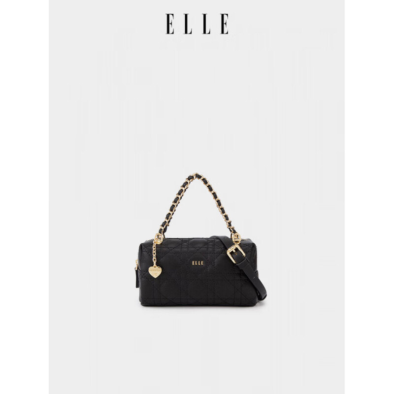 ELLE women's bag 2025 new bag diamond pattern chain toast bag ladies handbag fashion versatile shoulder bag black