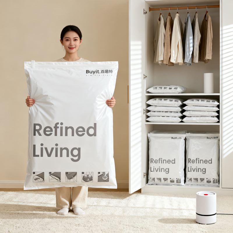 BEYYIT vacuum storage bag moving packing compression bag quilt clothing storage 10-piece set simple style