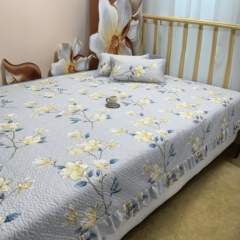 RSRDDY2025 new autumn and winter light luxury four-sided double-sided bed high-end rural soil Kang cover large tatami bed sheet bed cover full of joy length 240*width 225