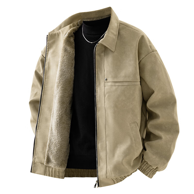 Baleno (Baleno) S&K series American leather jacket men's autumn and winter thickened velvet loose casual leather jacket motorcycle jacket for boys brown velvet main recommendation-thick velvet XL recommended 145 catties-165 catties