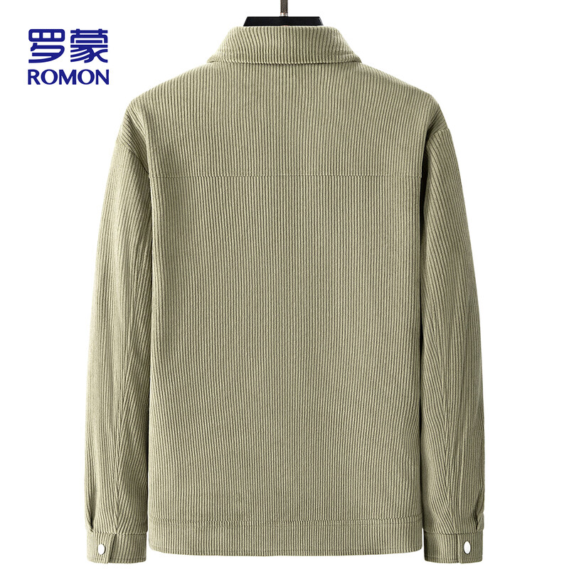 ROMON jacket men's autumn and winter business casual comfortable versatile corduroy lapel top jacket men's L07 bean green XL