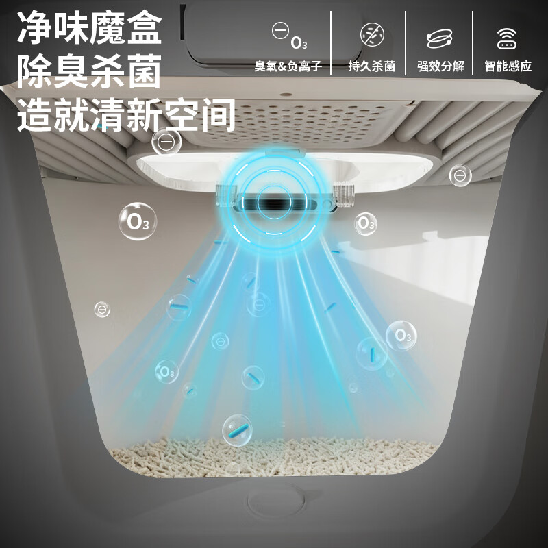 CURLY TAIL cat litter box, fully enclosed, extra-large, top-in-one flip-up litter box, anti-odor and anti-splash litter cat toilet supplies, temperamental gray giant, worry-free for 30-pound fat cats