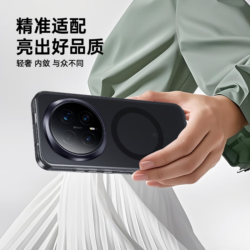 ESCASE is suitable for Honor Magic8Pro mobile phone case, magnetic all-inclusive protective cover, IML frosted anti-fingerprint semi-permeable soft edge anti-fall anti-slip simple men and women simple transparent black