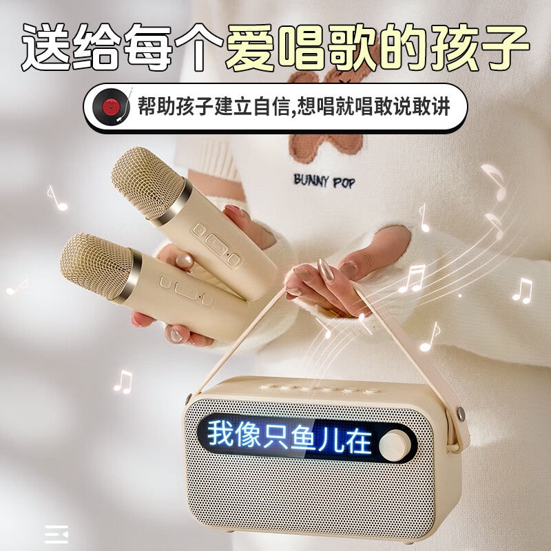 Wanhuo girl birthday gift children's karaoke microphone with microphone audio all-in-one portable outdoor karaoke home ktv suspended lyrics display bluetooth speaker home indoor