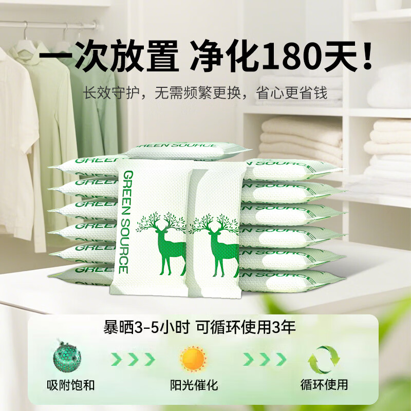 Green Source Activated Carbon Pack New House Formaldehyde Scavenger Interior Decoration Magic Powerful Adsorption and Absorption of Formaldehyde Mineralized Upgraded Model Suitable for 30-50 42 Packs High Efficiency Formaldehyde Removal and Odor Removal Tested and Certified by Tsinghua University_Formaldehyde Removal Rate 99.9%