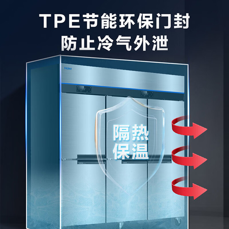 Haier commercial refrigerator four-door freezer large-capacity stainless steel vertical refrigeration and fresh-keeping cabinet freezer and quick-freezer kitchen hotel back kitchen tall refrigerator top Haiying model air-cooled frost-free EPP sterilization six doors dual temperature 1287 liters