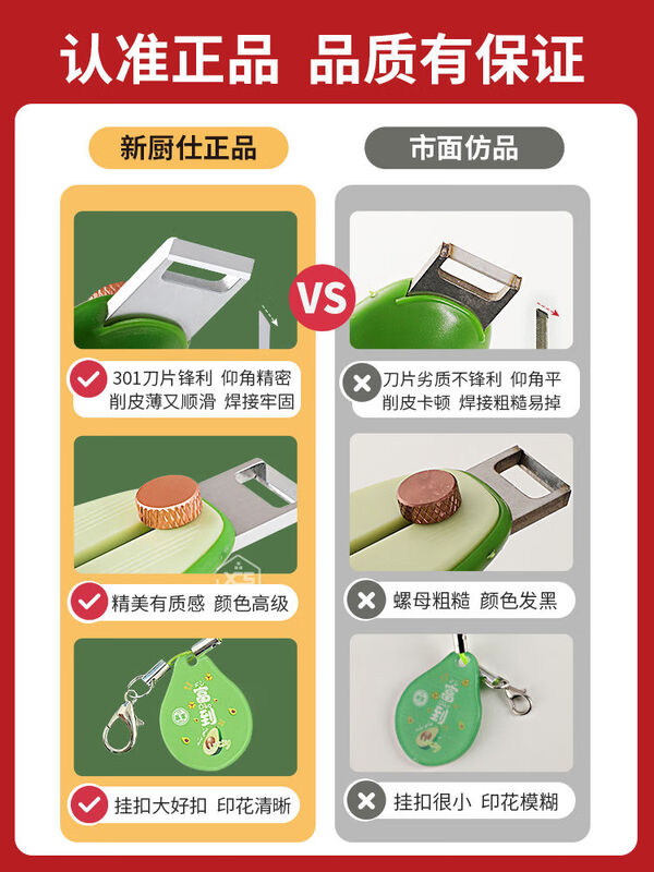 Necooks Necooks avocado mini paring knife portable fruit peeler telescopic peeler apple pear peeler 3-in-1 foldable model 2 pieces