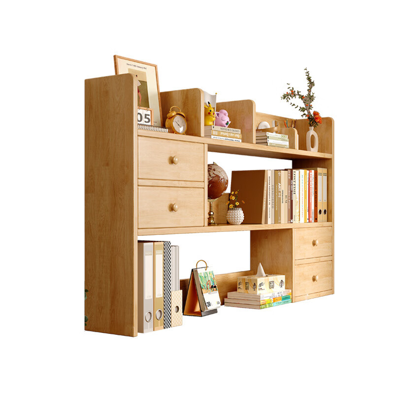 Tanglong solid wood bookshelf desktop storage rack student desk simple storage shelf office vertical multi-layer small bookcase imported no paint three layers 100cm black oak color more secure for home use multiple uses versatile scene