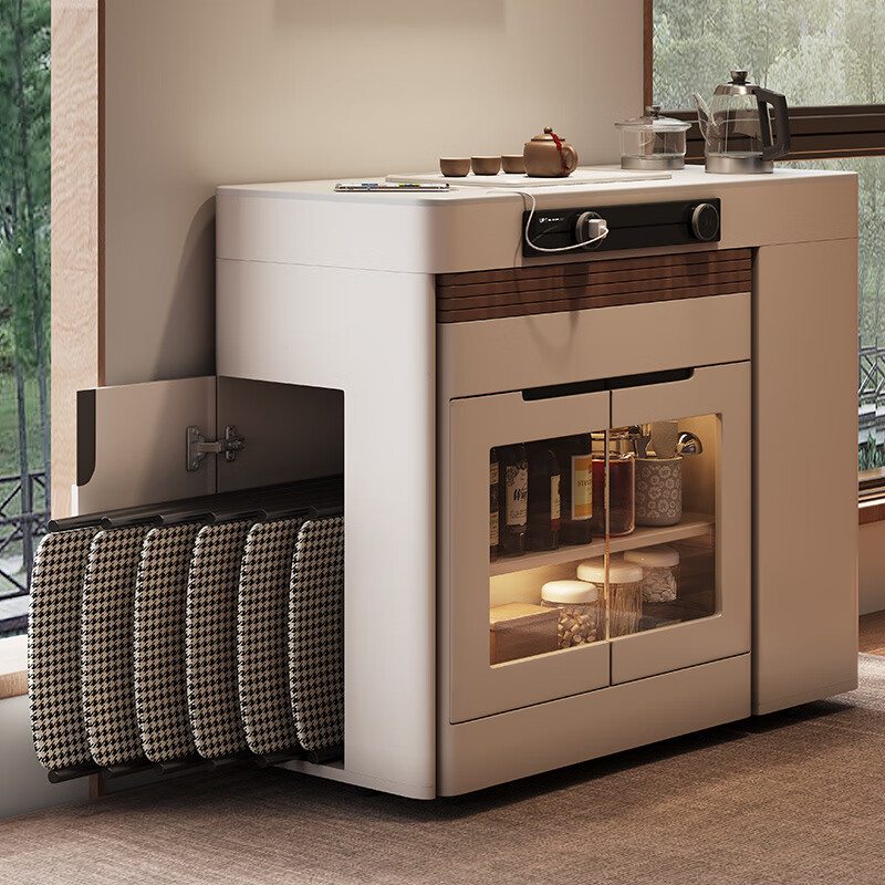 Sigujia island dining table integrated retractable sideboard household folding mobile small apartment multi-functional bar guide high-end flagship retractable island dining table (no tea making)