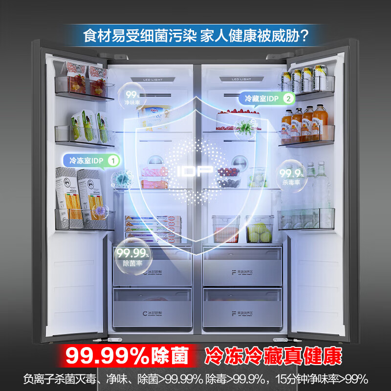 Rongsheng 541 active sterilization dual system French three-door built-in refrigerator first-class energy efficiency household refrigerator trade-in BCD-541P50FZLAK