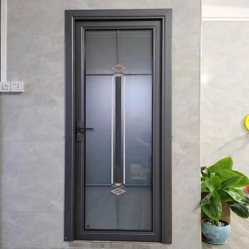 Jieyunmao bathroom door aluminum alloy toilet door simple titanium magnesium new kitchen flat opening toilet bathroom door straight ash type