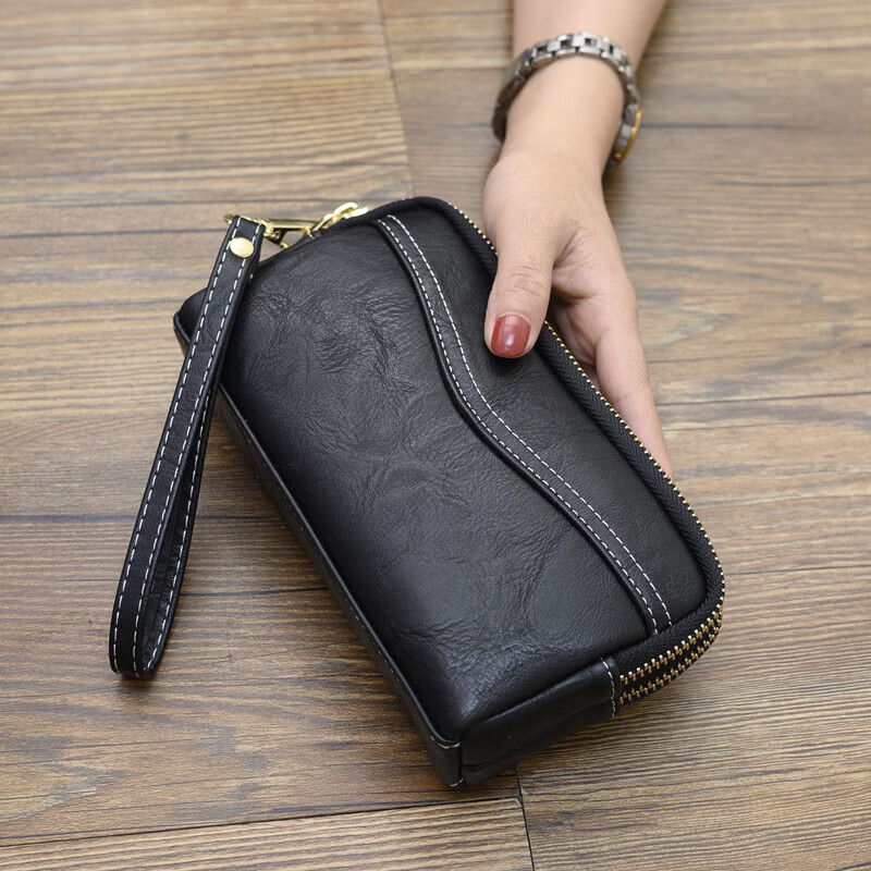 GPHF Japanese Wallet Long 2025 New Fashion Women's Clutch Coin Purse Clutch Bag Double Zipper Soft Leather Clutch Black