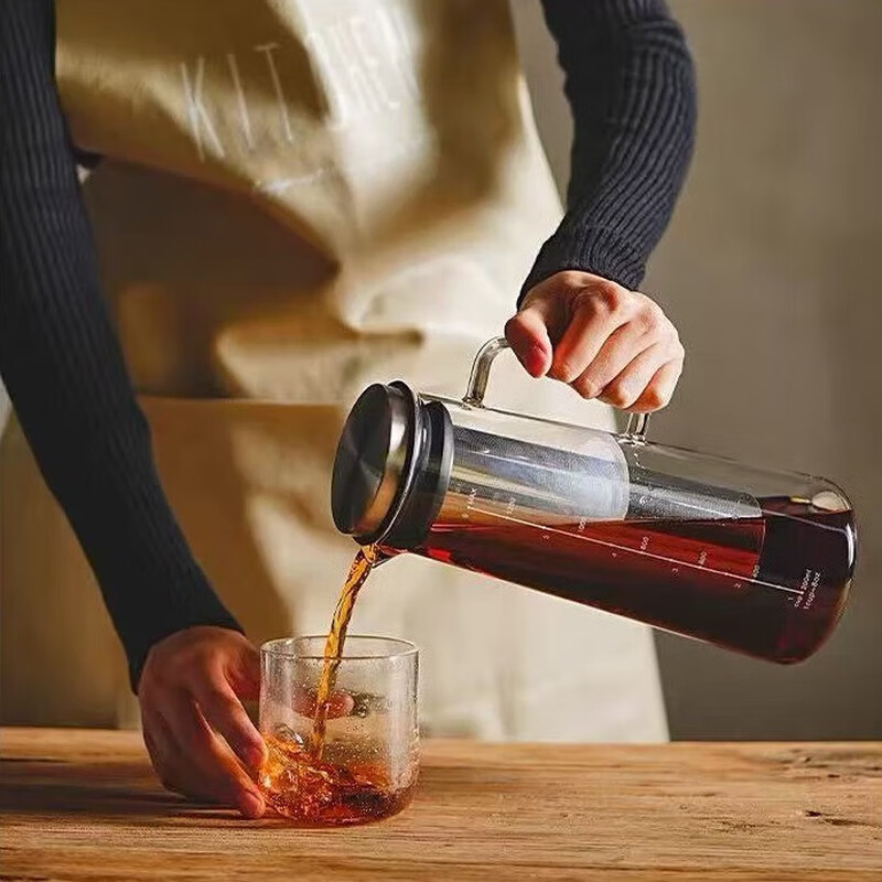 Large capacity cold brew pot high borosilicate glass ice drip coffee extraction pot household cold brew bottle heat-resistant tea cold kettle cold brew pot 1500ml