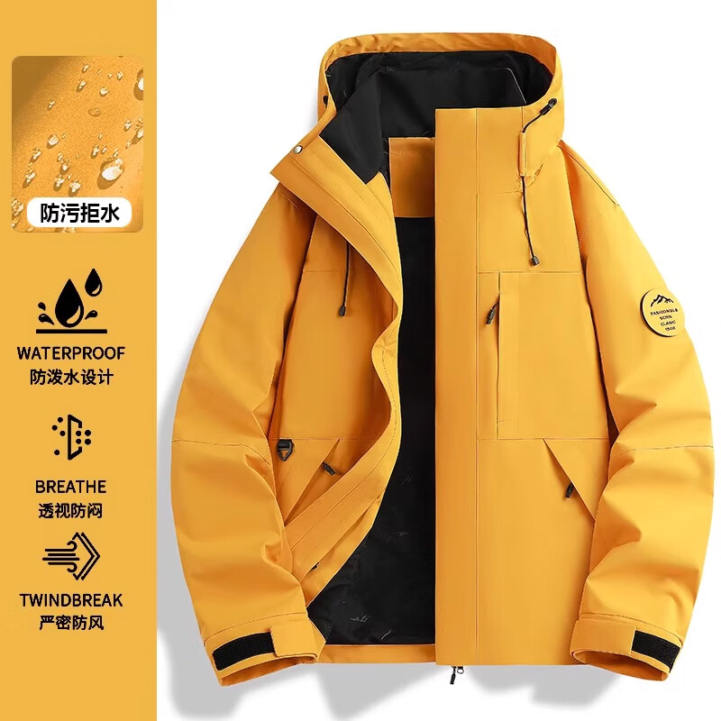 JEEP SPIRIT Jeep Jacket for Men and Women Three-in-one Jacket Fall and Winter Windproof and Warm Couple Detachable Jacket Mountaineering Suit for Men Men's and Women's Moonlight Blue Fleece Liner Three-in-One L (120-140 catties)