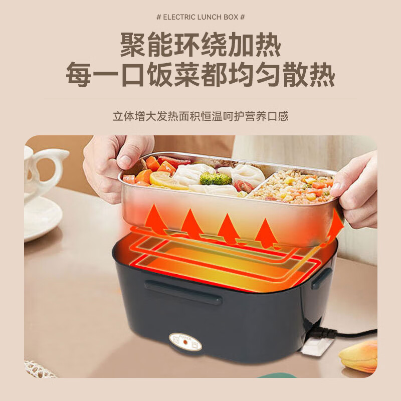 Enbaisheng car heated lunch box 12V24V220V universal large capacity water-free car truck home office worker student