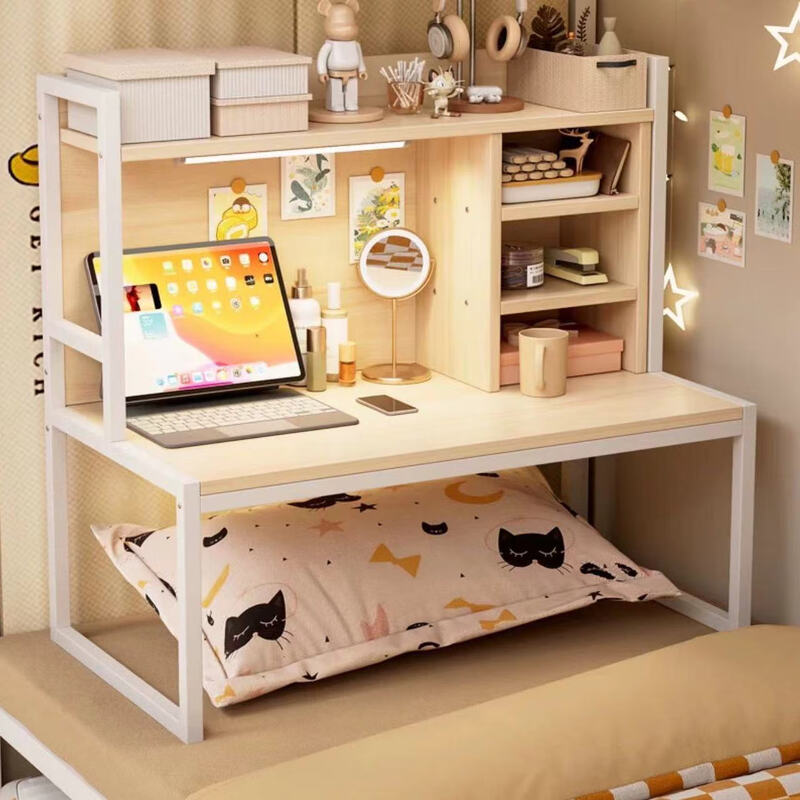 Olin European style computer desk bed computer desk dormitory with bookshelf bed desk study table with backboard-80*40*92cm
