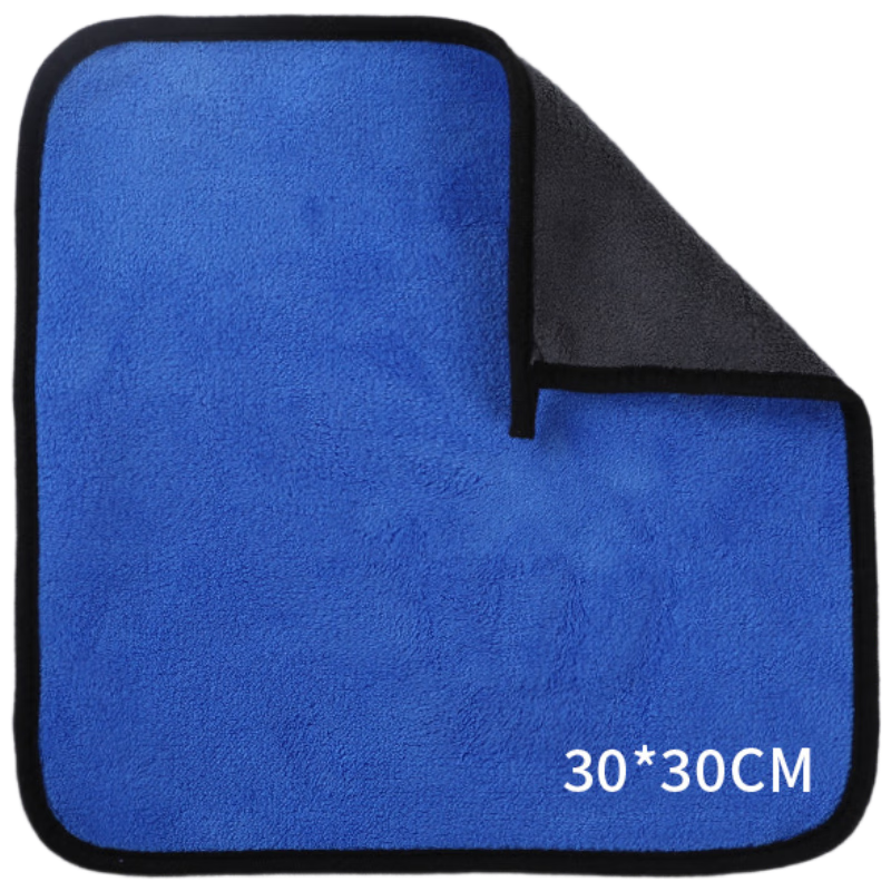 Pioneer coral velvet car wipes, car wash towels, fiber rags, thickened water-absorbent two-color double-sided car towels, gray blue 800g/ 30*60cm (minimum order of 10 pieces)
