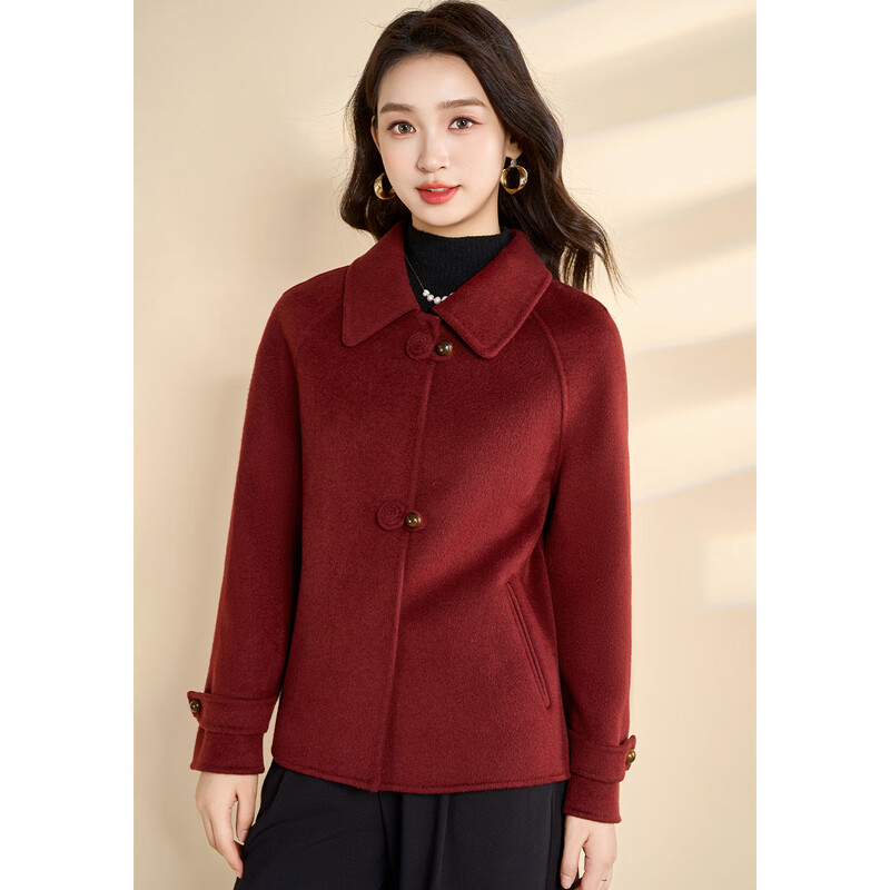 Kebel's high-end national style wool coat for women 2025 new autumn and winter double-sided woolen temperament slim and small coat XL