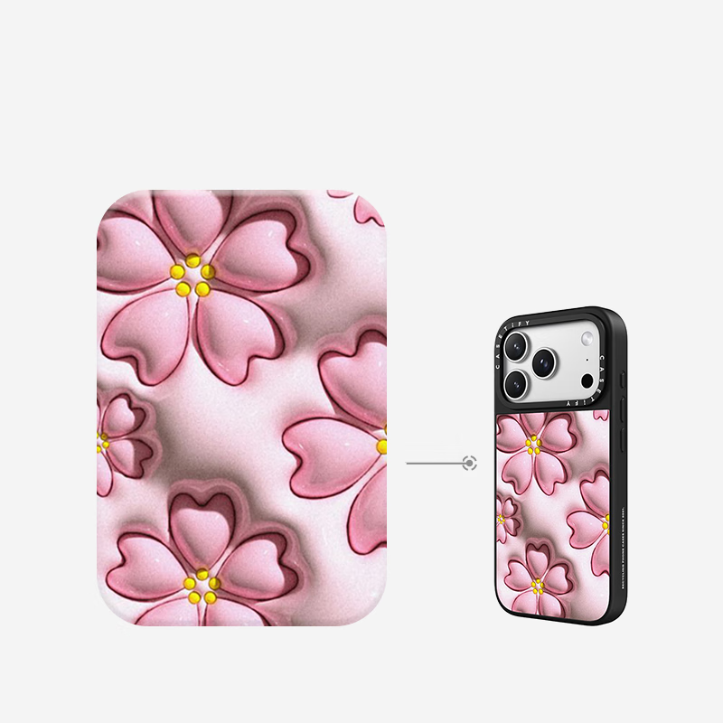 CASETIFY Sakura Series Puff Sakura Suitable for iPhone17/16/15 Air/Pro/Max Mirror Magnetic Magsafe Phone Case Mirror Black Frame Magsafe iPhone 17 Pro Max