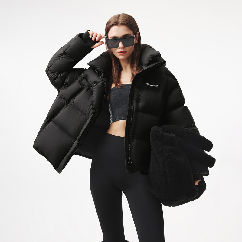 Tambor Zhou Ye's same style puff short down jacket women's winter coat thickened warm bread coat TB5530338Z black M (165)