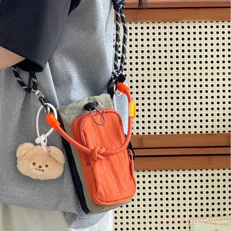 Jin Mu Workwear Crossbody Small Bag Key Mobile Phone Bag Male and Female Student Travel Outdoor Sports Light Water Cup Bag Crossbody Small Bag Purple No Pendant