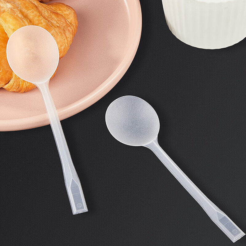 Youao disposable spoons 100 individually packed takeaway plastic spoons high-end hard frosted ice cream spoons