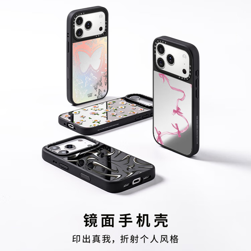 CASETIFY Sakura Series Puff Sakura Suitable for iPhone17/16/15 Air/Pro/Max Mirror Magnetic Magsafe Phone Case Mirror Black Frame Magsafe iPhone 17 Pro Max